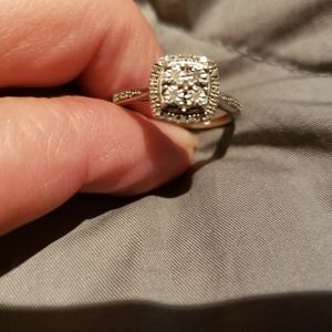 Sterling silver diamond engagement ring